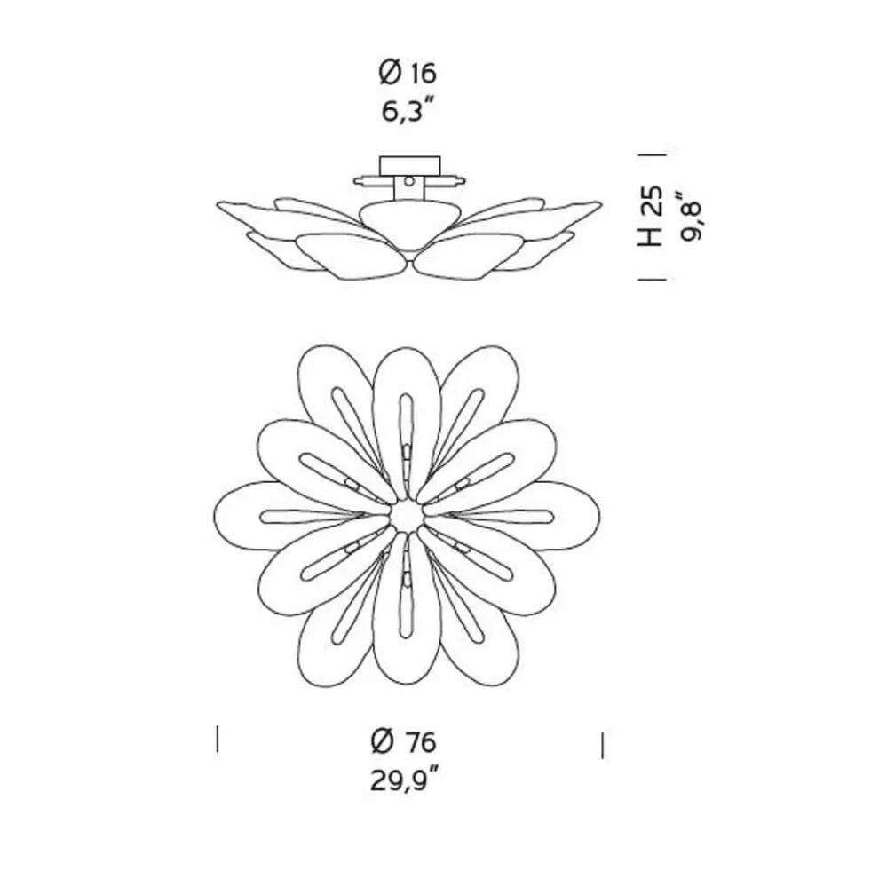 Moderne venezianische Deckenlampe aus Glas, handgefertigt in Italien - Minos