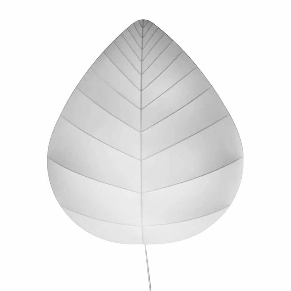 Moderne Wandleuchte in Metall und Weiß Lycra Design in 3 Dimensionen - Laub