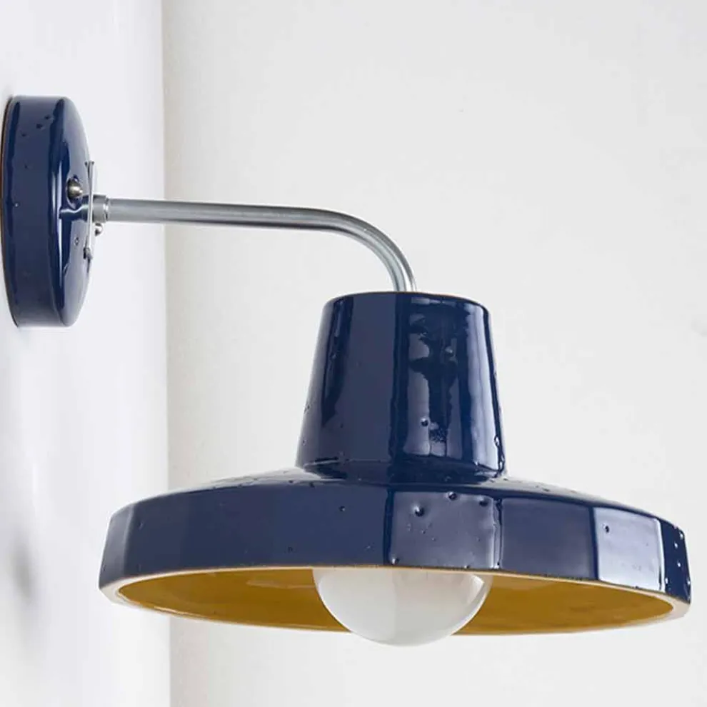 Moderne Wandleuchte aus toskanischer Majolika und Messing, Rossi - Toscot