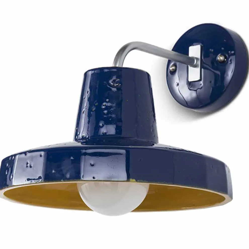 Moderne Wandleuchte aus toskanischer Majolika und Messing, Rossi - Toscot