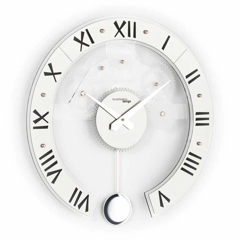 moderne Wanduhr mit Pendel aus Mineralglas BettyP  Modell