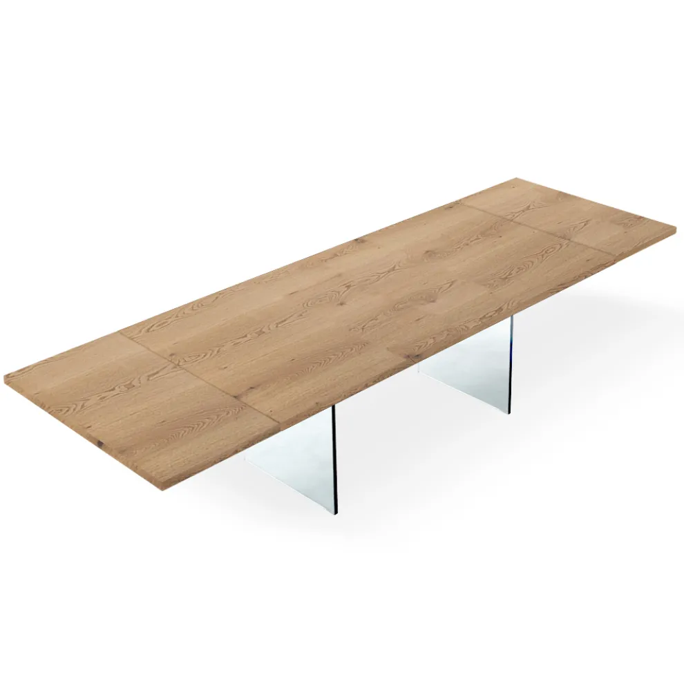 Moderner ausziehbarer Tisch auf 300 cm aus Laminat und Glas, hergestellt in Italien – Tear