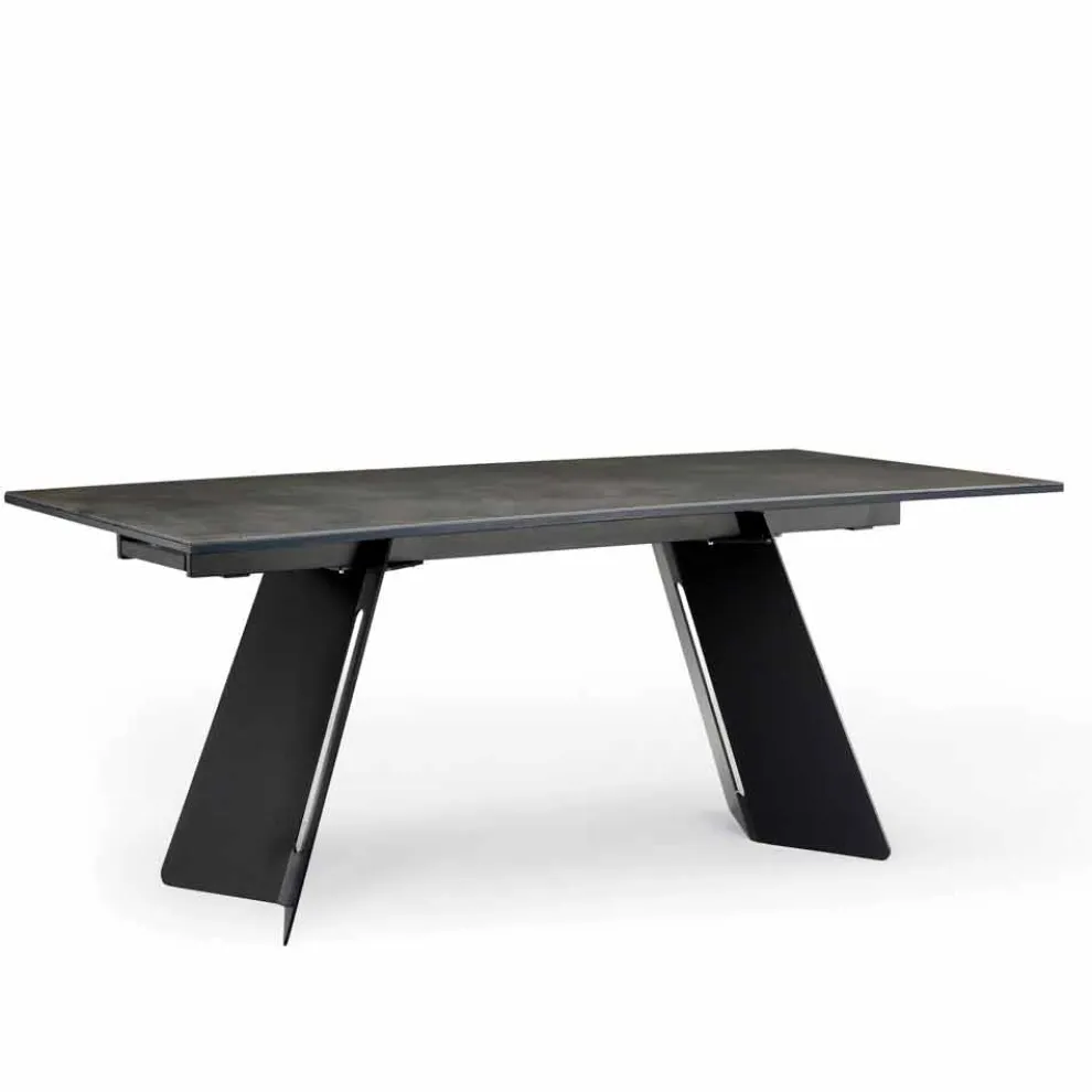 Moderner ausziehbahrer Esstisch mit einer Tischplatte aus Steingut made in Italy, Erve