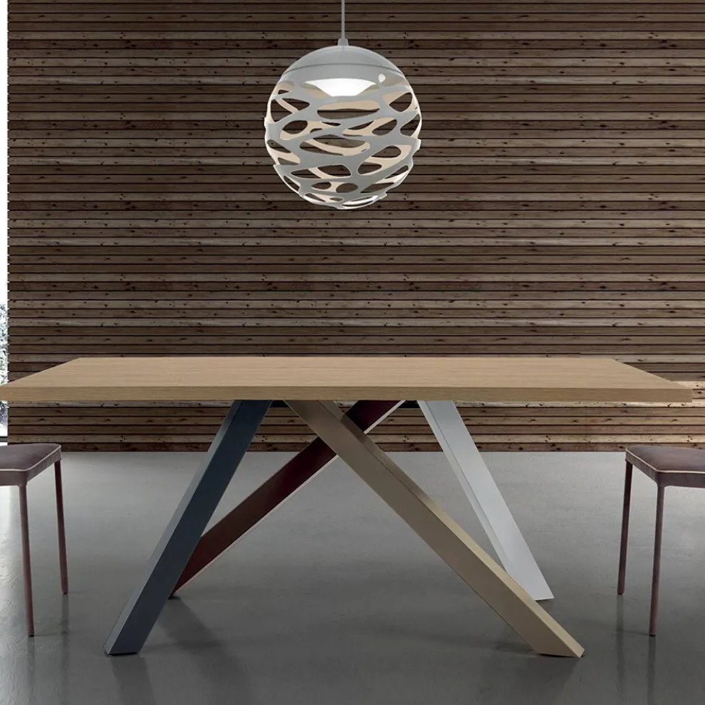 Moderner ausziehbarer Tisch mit laminierter Holzplatte, hergestellt in Italien – Settimmio