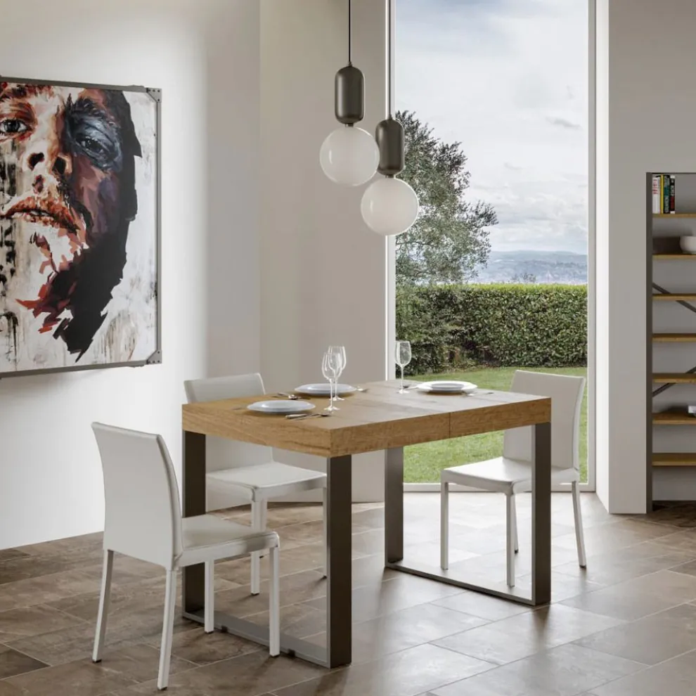 Moderner ausziehbarer Tisch aus Melaminholz, hergestellt in Italien – Badesi