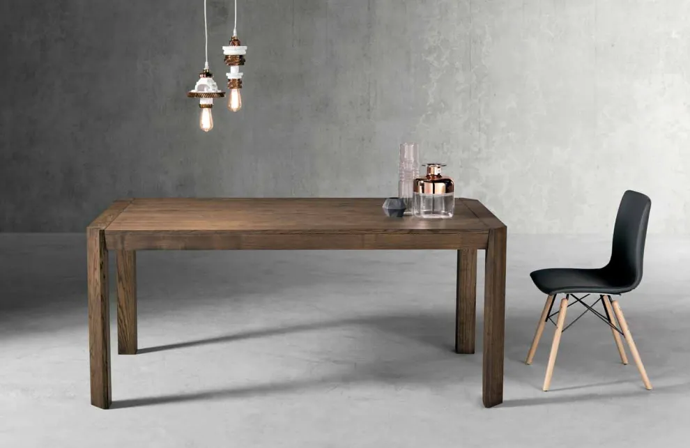 Moderner ausziehbarer Tisch mit trapezförmigen Beinen aus Eschenholz, Parre