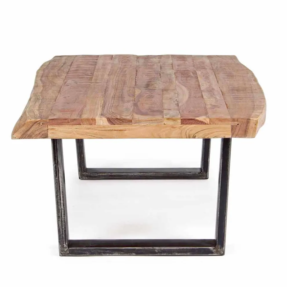 Moderner Couchtisch aus Akazienholz und Homemotion Steel - Verdicchio