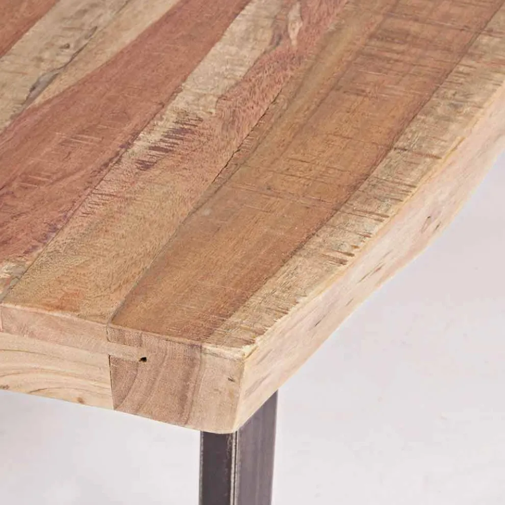 Moderner Couchtisch aus Akazienholz und Homemotion Steel - Verdicchio