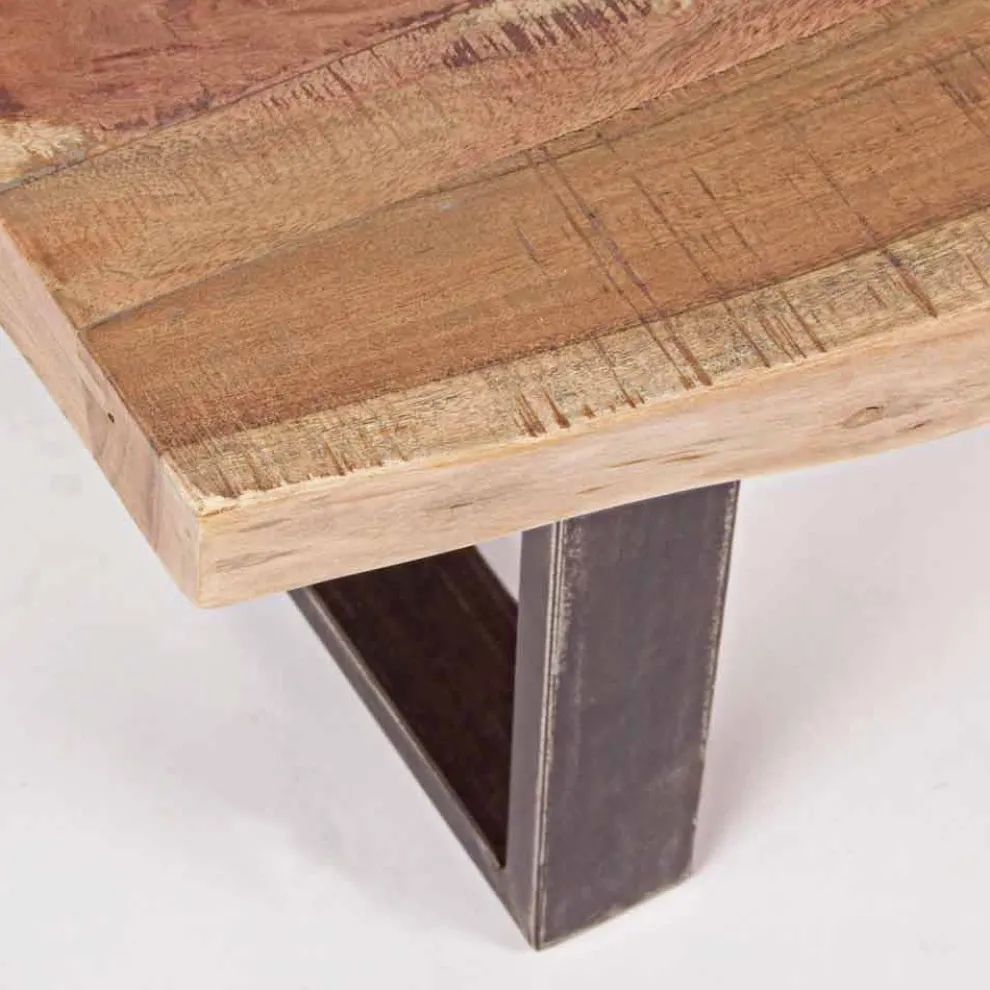 Moderner Couchtisch aus Akazienholz und Homemotion Steel - Verdicchio