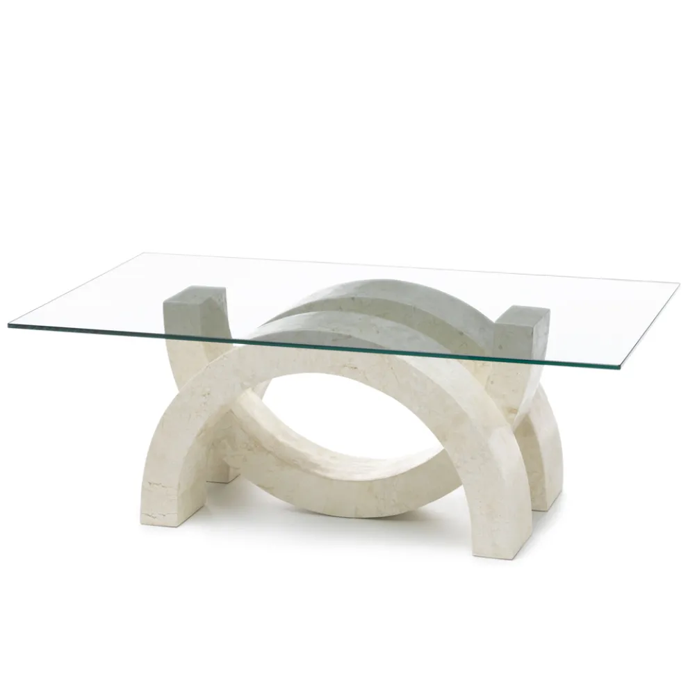 Moderner Couchtisch aus Stein und Glas – Austin