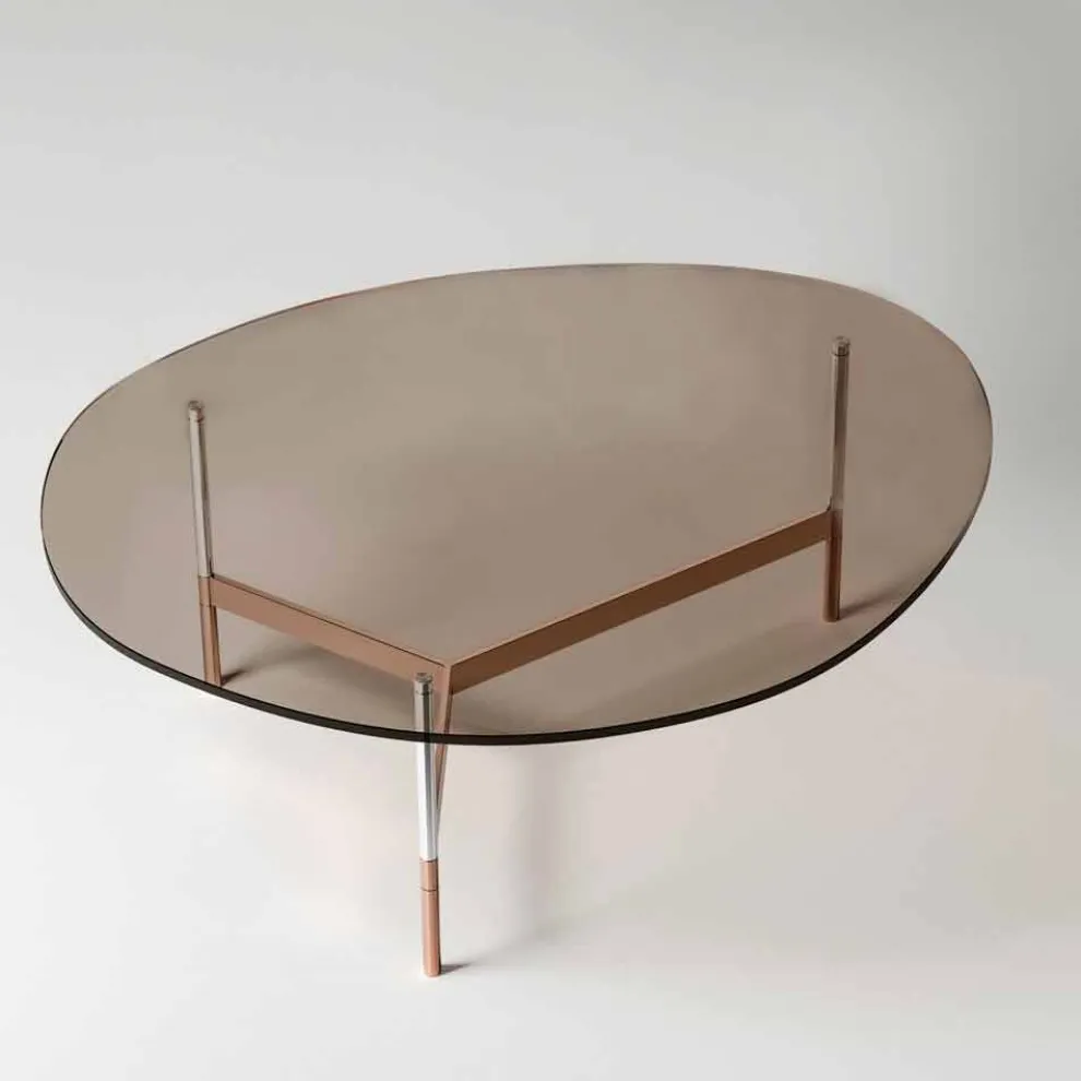 Moderner Couchtisch mit Glasplatte Made in Italy - Cinci