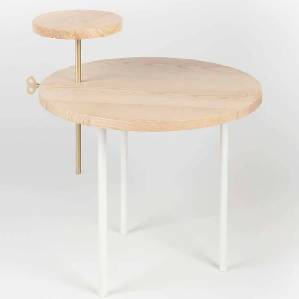 Moderner Couchtisch mit runder Eschenplatte Made in Italy - Velino