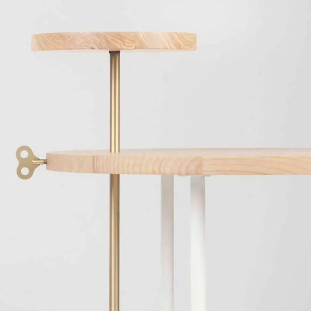 Moderner Couchtisch mit runder Eschenplatte Made in Italy - Velino