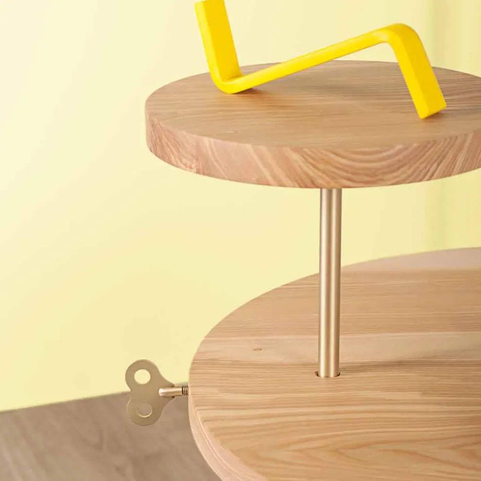 Moderner Couchtisch mit runder Eschenplatte Made in Italy - Velino