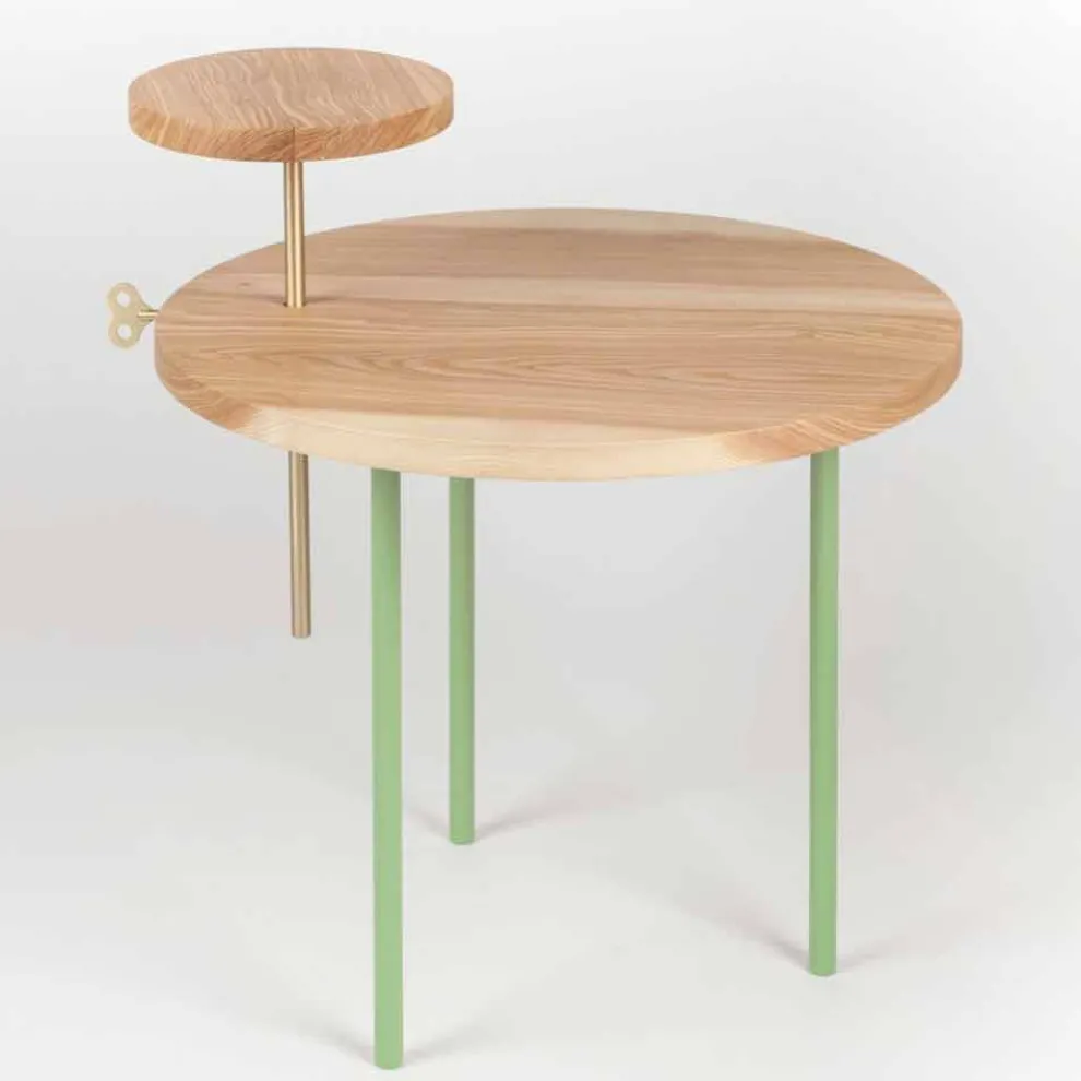 Moderner Couchtisch mit runder Eschenplatte Made in Italy - Velino