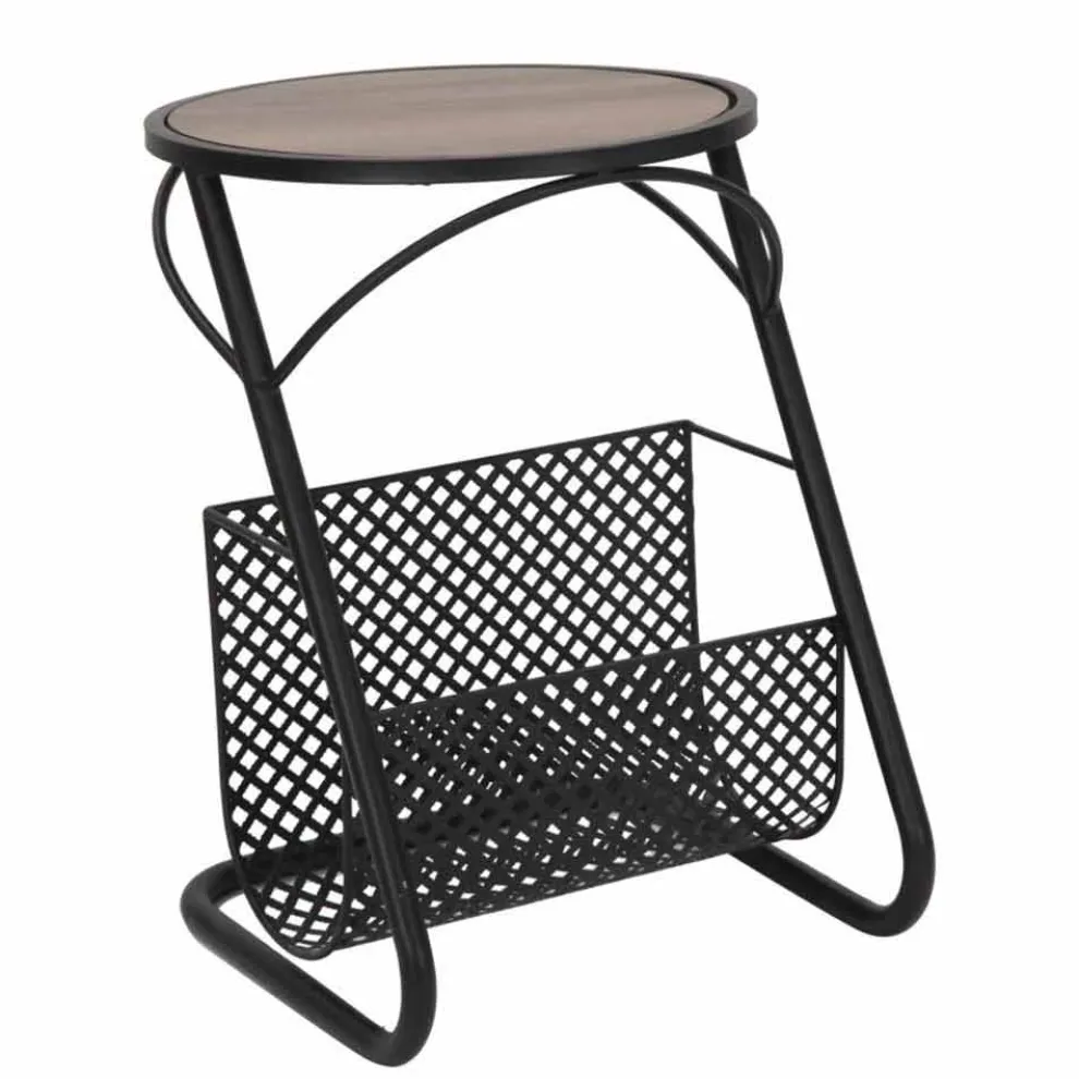 Moderner Couchtisch für Wohnzimmer Zeitungshalter aus MDF und Eisen - Trevor