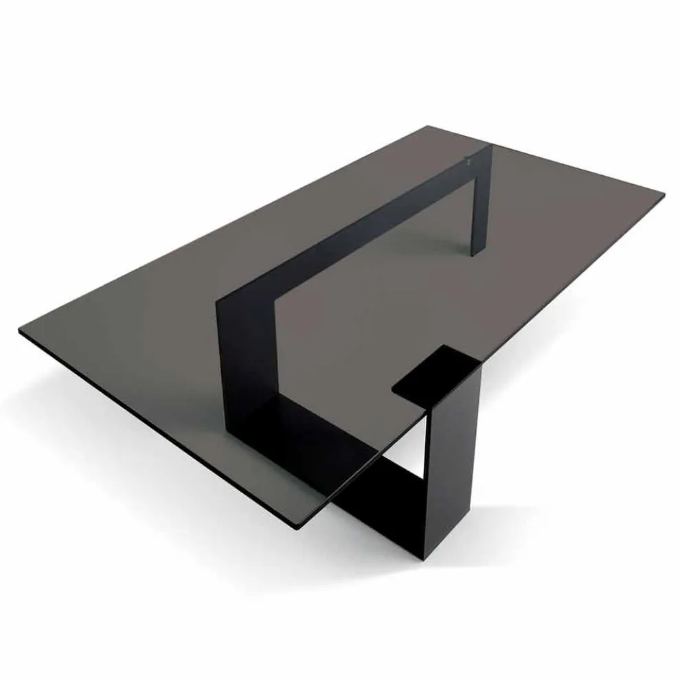 Moderner Couchtisch mit Rauchglasplatte und Metallbasis Made in Italy - Scoby