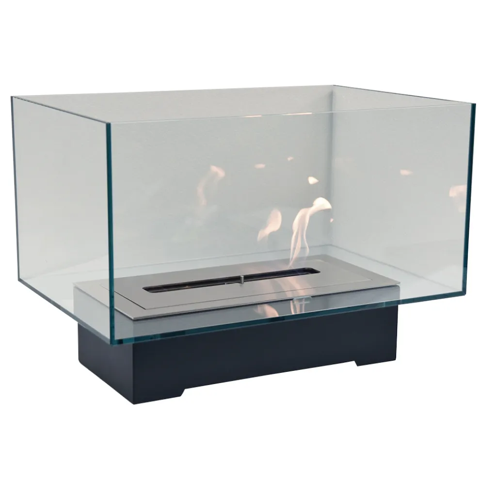 Moderner Designboden Bio-Kamin aus Glas und Stahl oder Corten - Bradley