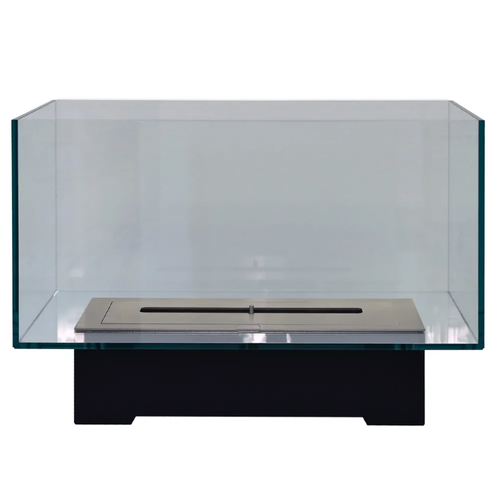 Moderner Designboden Bio-Kamin aus Glas und Stahl oder Corten - Bradley