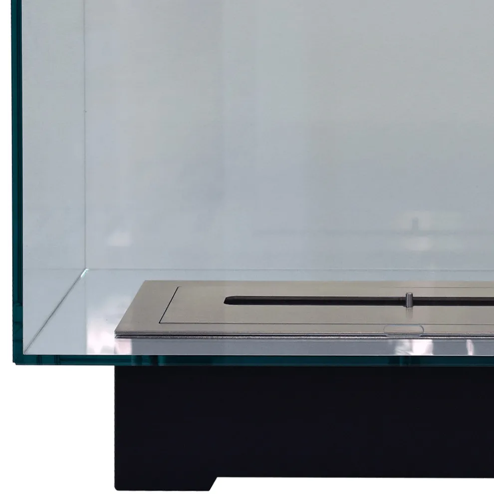 Moderner Designboden Bio-Kamin aus Glas und Stahl oder Corten - Bradley