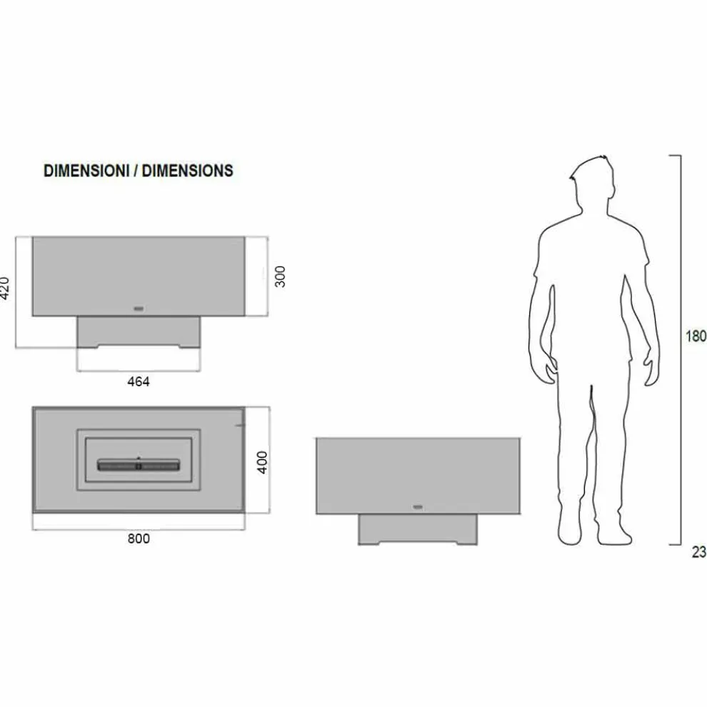 Moderner Designboden Bio-Kamin aus Glas und Stahl oder Corten - Bradley