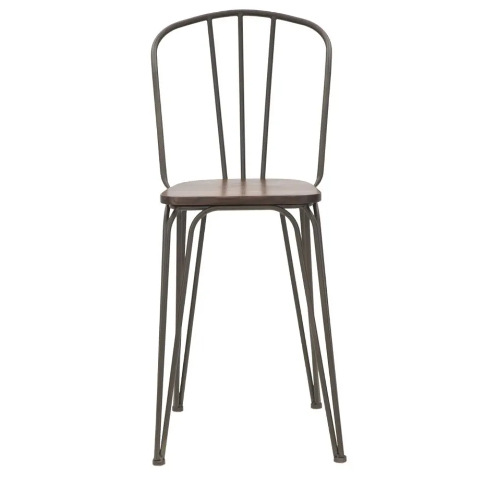 Moderner Designhocker im Industriestil aus Eisen und Holz, 2 Stück - Erika