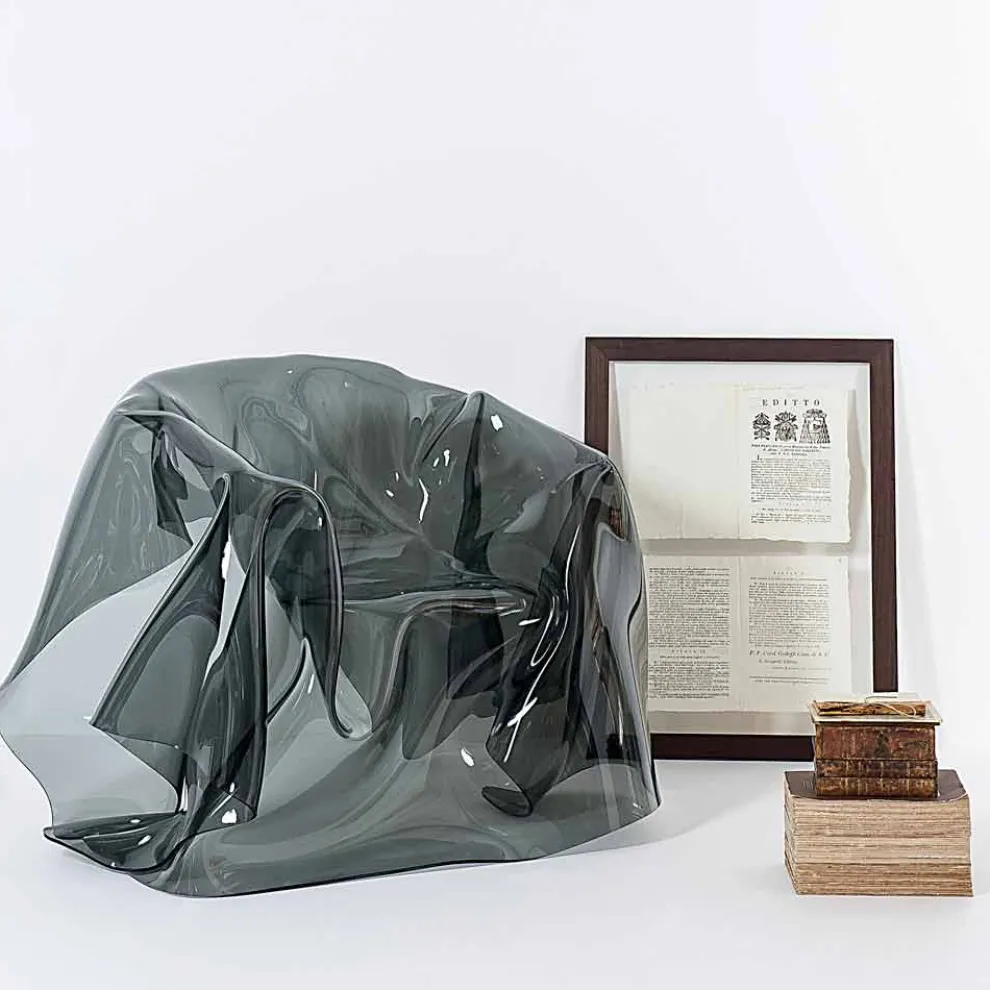 Moderner Design-Sessel aus rauchigem Plexiglas Paris, hergestellt in Italien