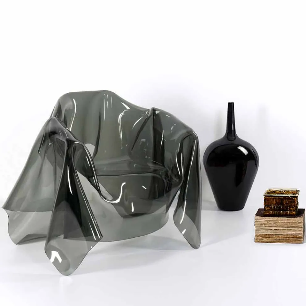 Moderner Design-Sessel aus rauchigem Plexiglas Paris, hergestellt in Italien