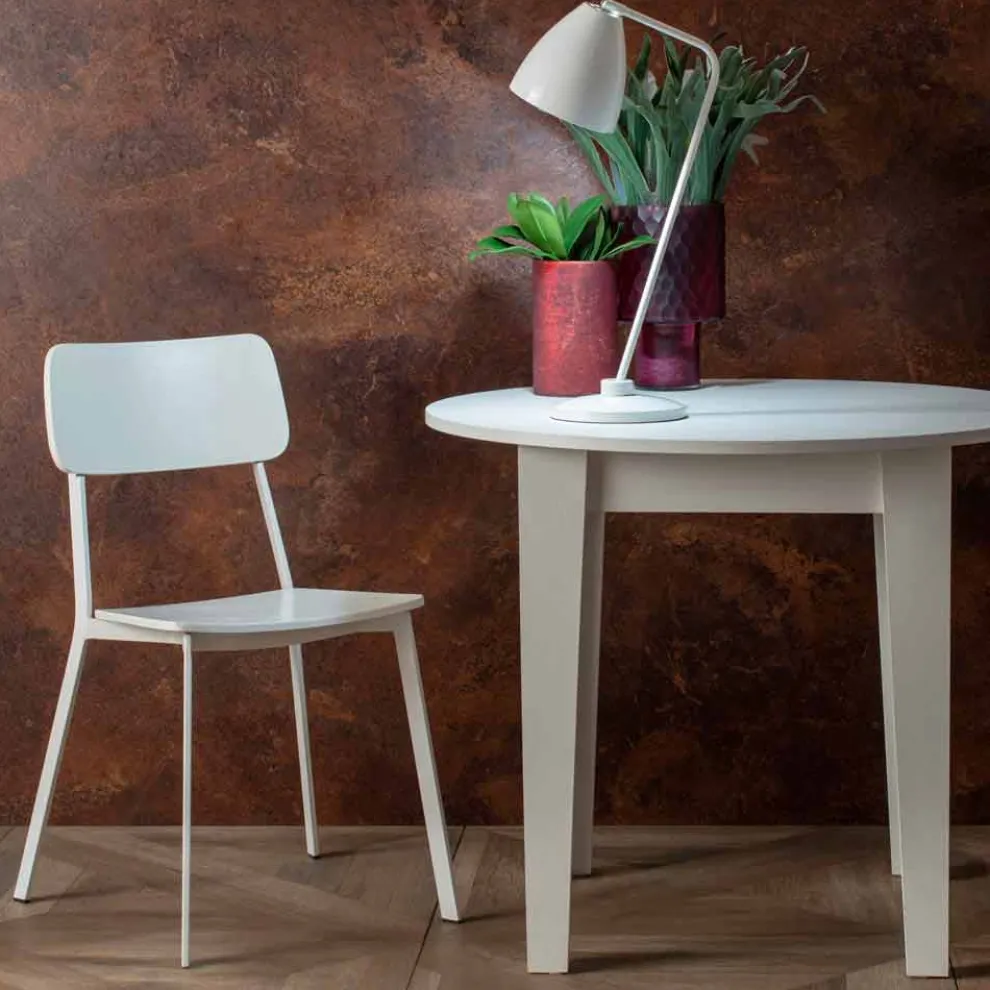 Moderner Designstuhl aus Metall und Holz für die Wohnküche, 4 Stück - Elmas