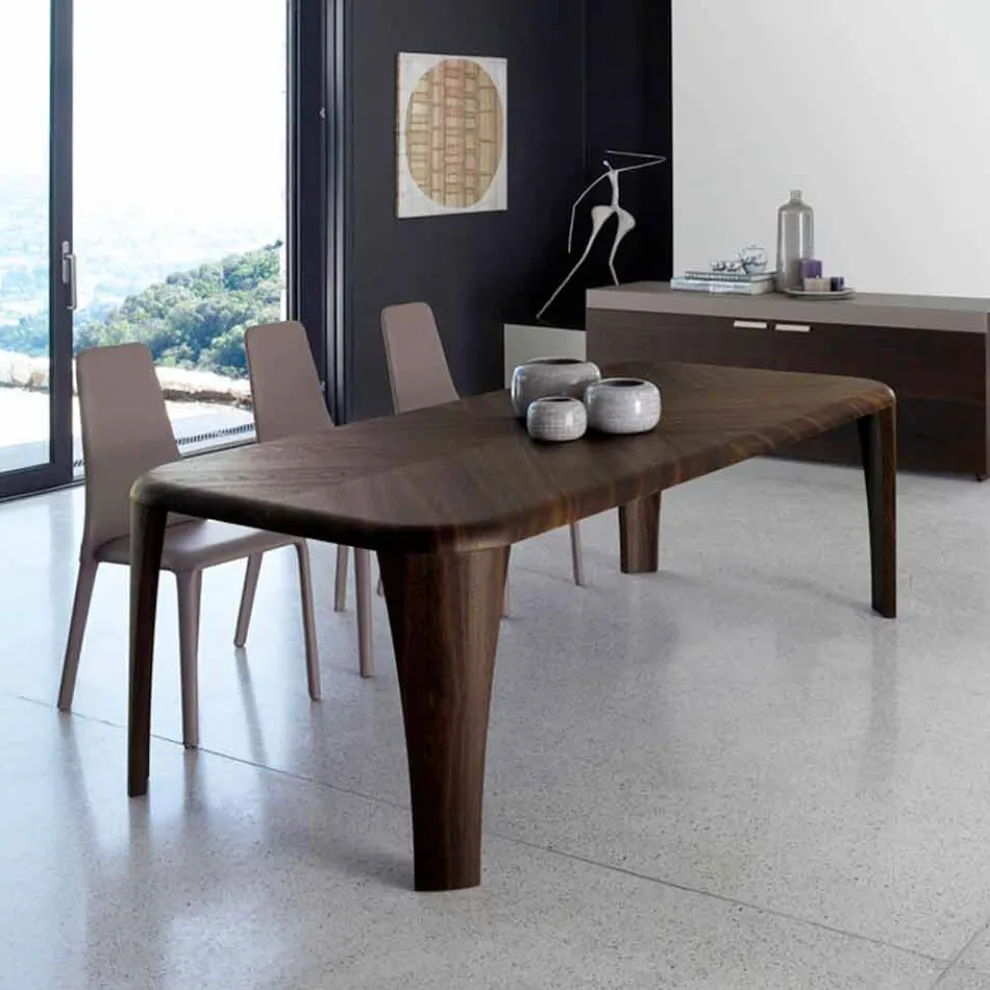Moderner Designtisch aus Holz, hergestellt in Italien von Hand Holz
