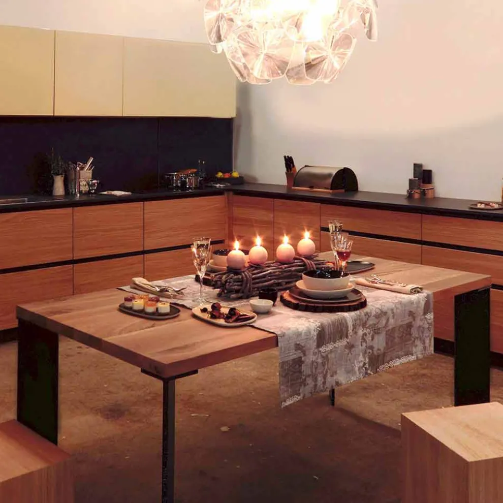 Moderner Designtisch aus natürlichem Walnussholz, L180xP90cm, Yvonne