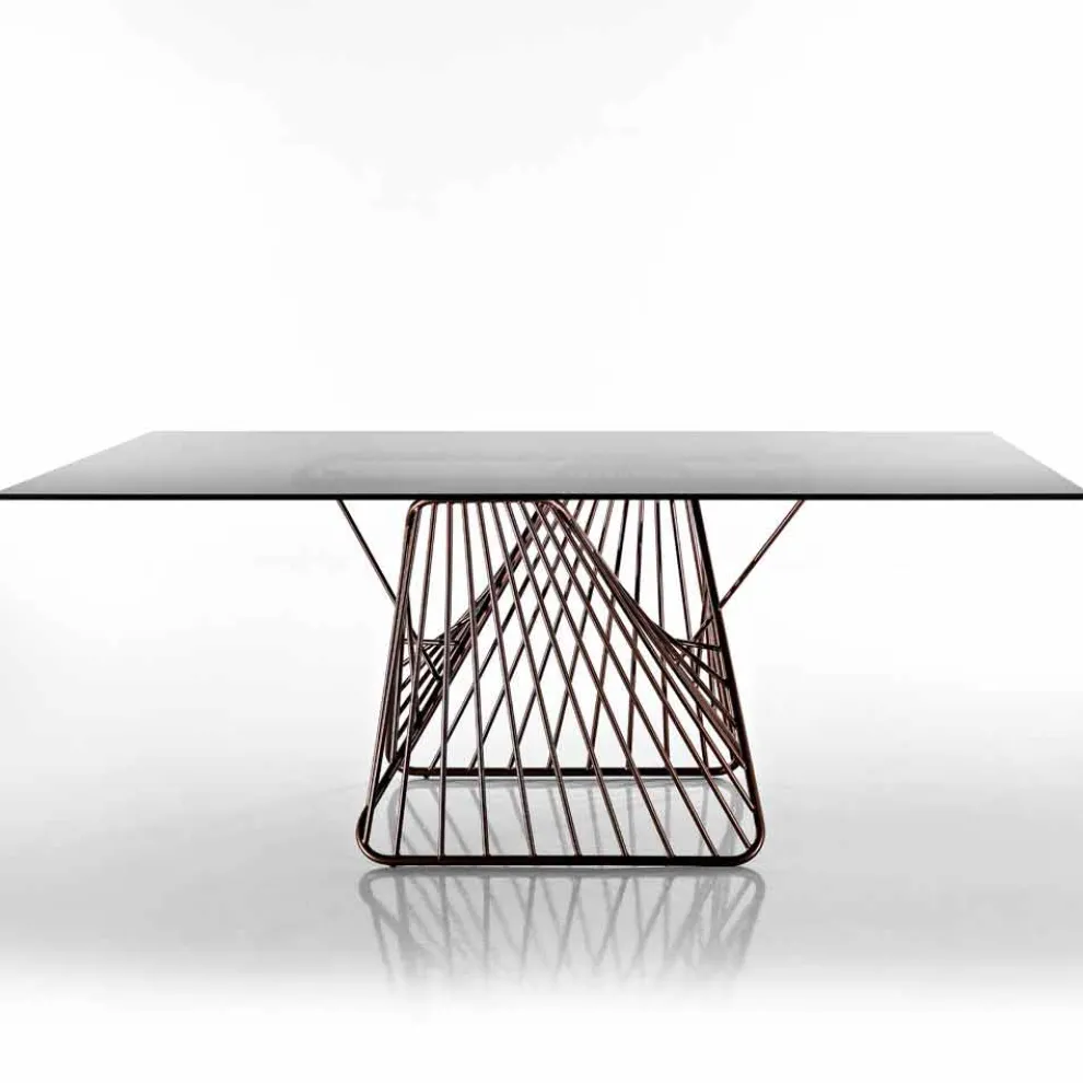 Moderner Designtisch aus gehärtetem Glas, hergestellt in Italien, Mitia