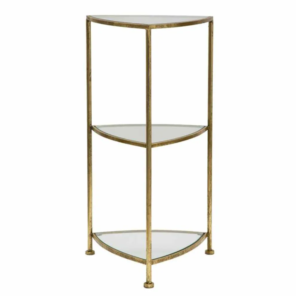 Moderner dreieckiger Telefonständer 3 Regale aus Eisen und Glas - Kora