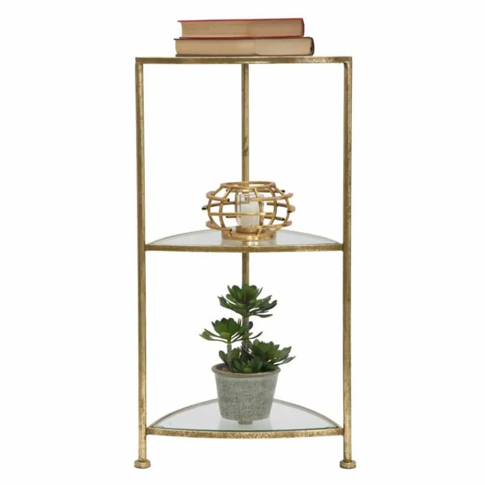 Moderner dreieckiger Telefonständer 3 Regale aus Eisen und Glas - Kora