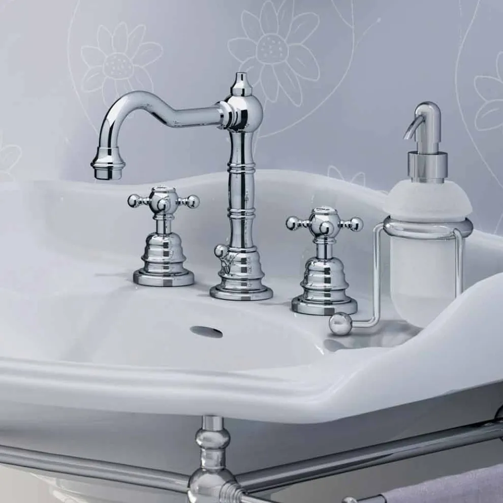 Moderner dreilochiger Waschbeckenmischer aus Messing, hergestellt in Italien - Binsu