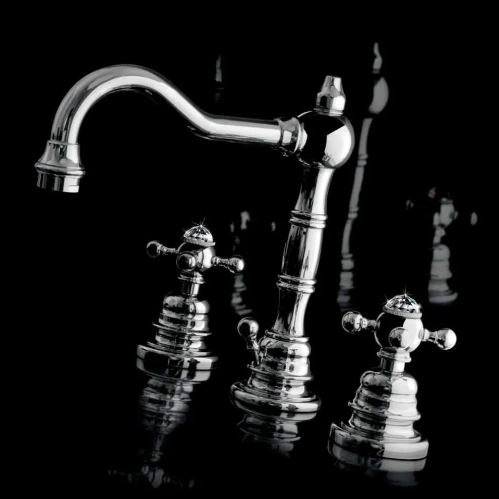 Moderner dreilochiger Waschbeckenmischer aus Messing, hergestellt in Italien - Binsu