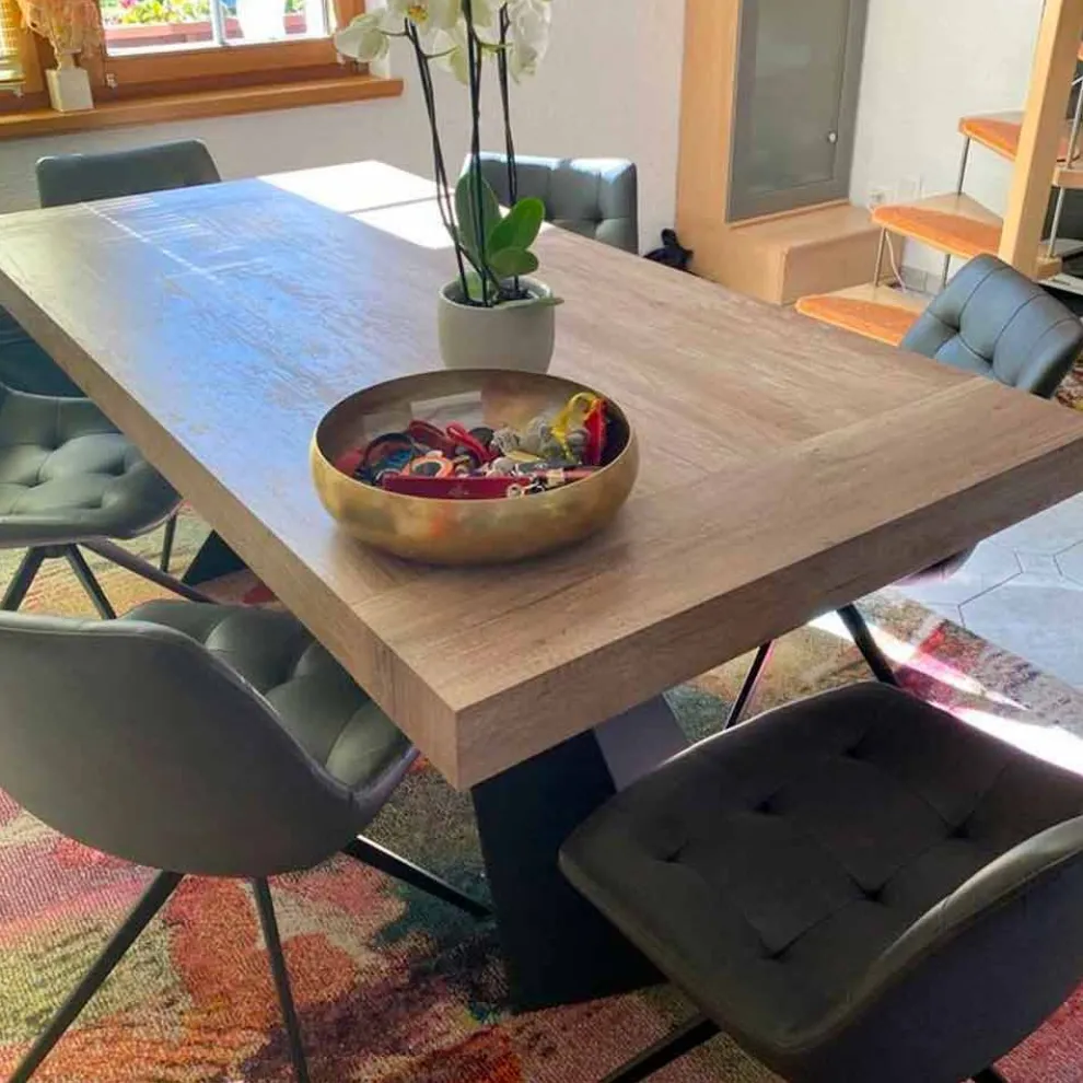 Moderner esstisch ausziehbar bis 260/280 cm aus Holz und Metall Teramo