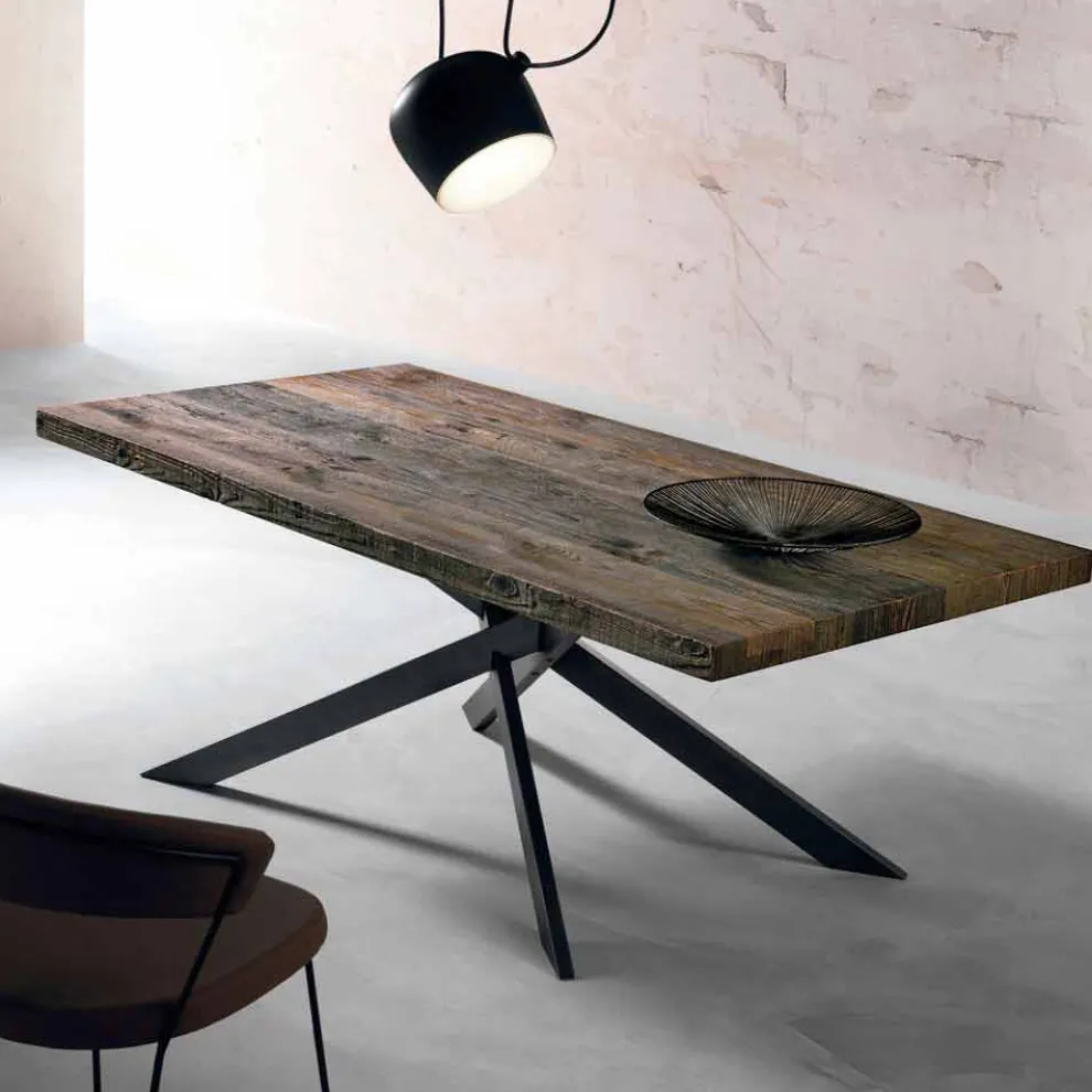 Moderner Esstisch aus Massivholz made in Italy, Oncino