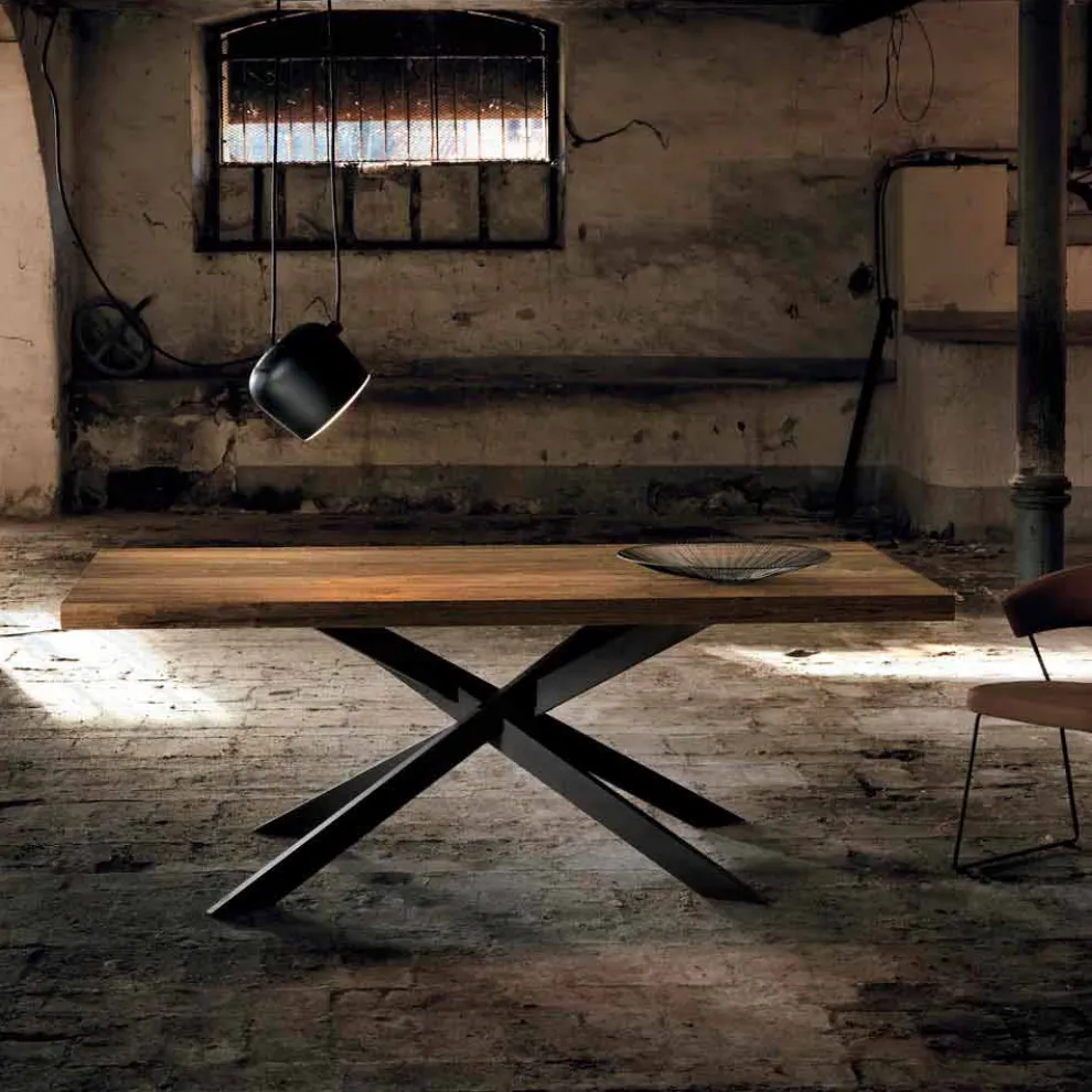 Moderner Esstisch aus Massivholz made in Italy, Oncino