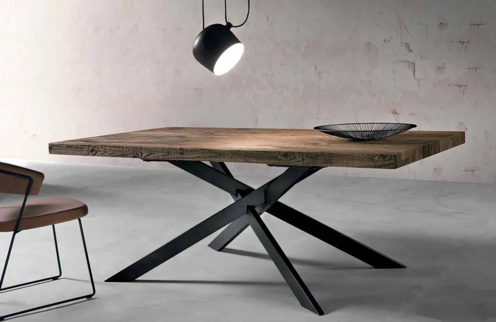 Moderner Esstisch aus Massivholz made in Italy, Oncino