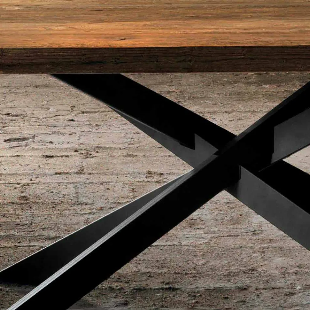 Moderner Esstisch aus Massivholz made in Italy, Oncino