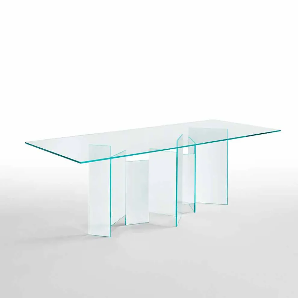 Moderner Esstisch aus extraleichtem oder geräuchertem Glas Made in Italy - Zufällig