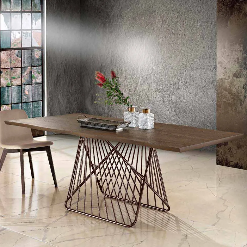 Moderner Esstisch aus Furnierholz made in Italy, Mitia