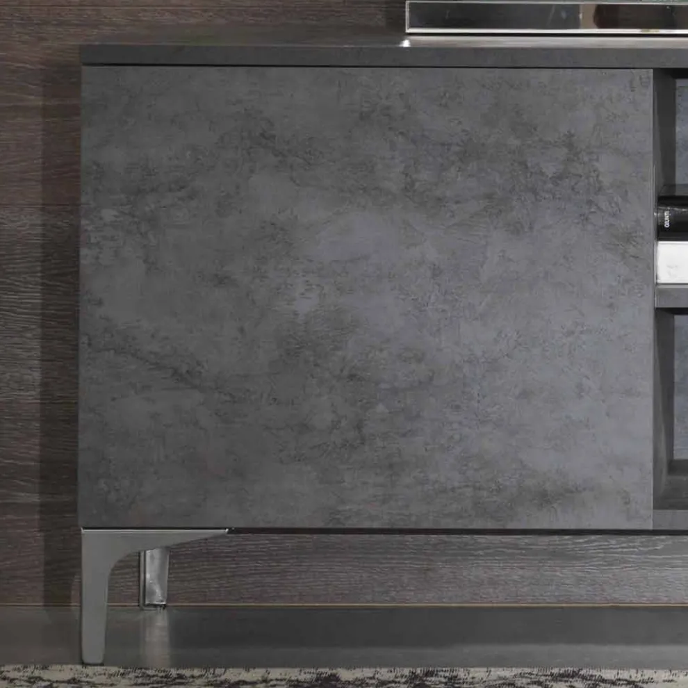 Moderner Fernsehschrank aus Melaminholz mit zwei Türen Made in Italy - Clemente