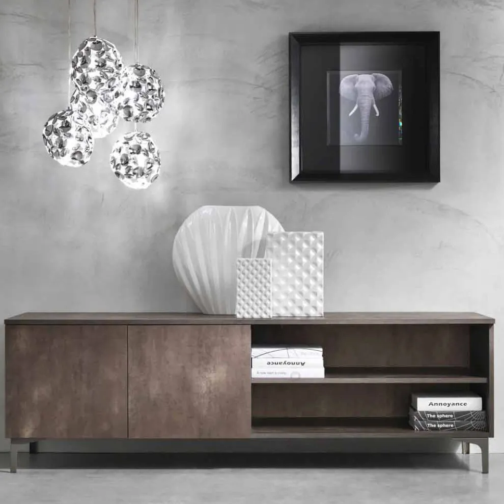 Moderner Fernsehschrank Melaminholz mit zwei Türen Hergestellt in Italien - Clemente