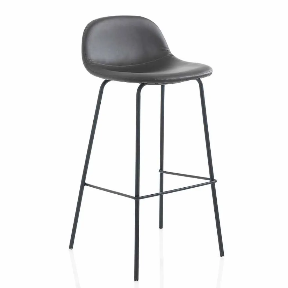 Moderner Hocker aus Kunstleder oder Stoff mit Metallbeinen, 2 Stück - Billo