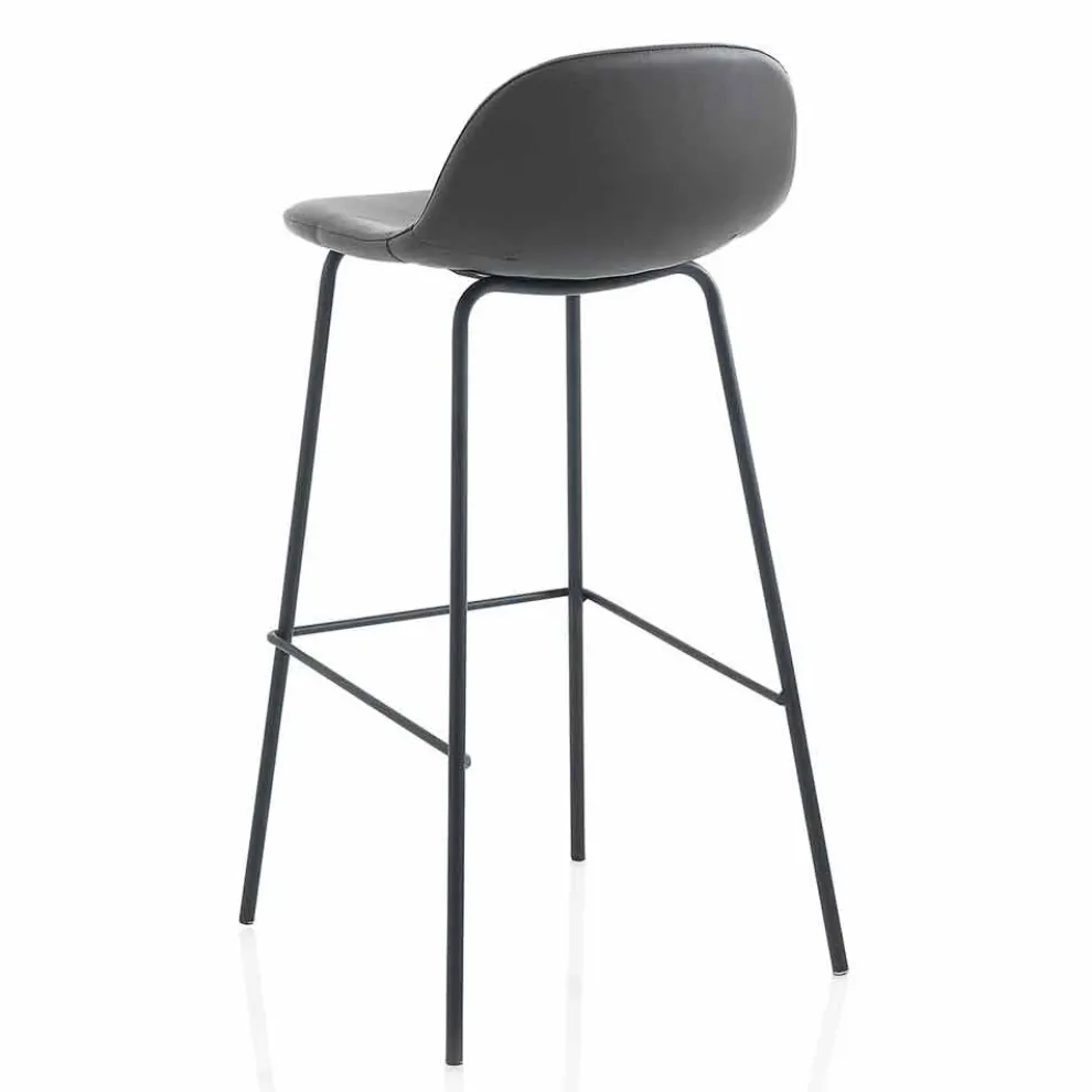 Moderner Hocker aus Kunstleder oder Stoff mit Metallbeinen, 2 Stück - Billo