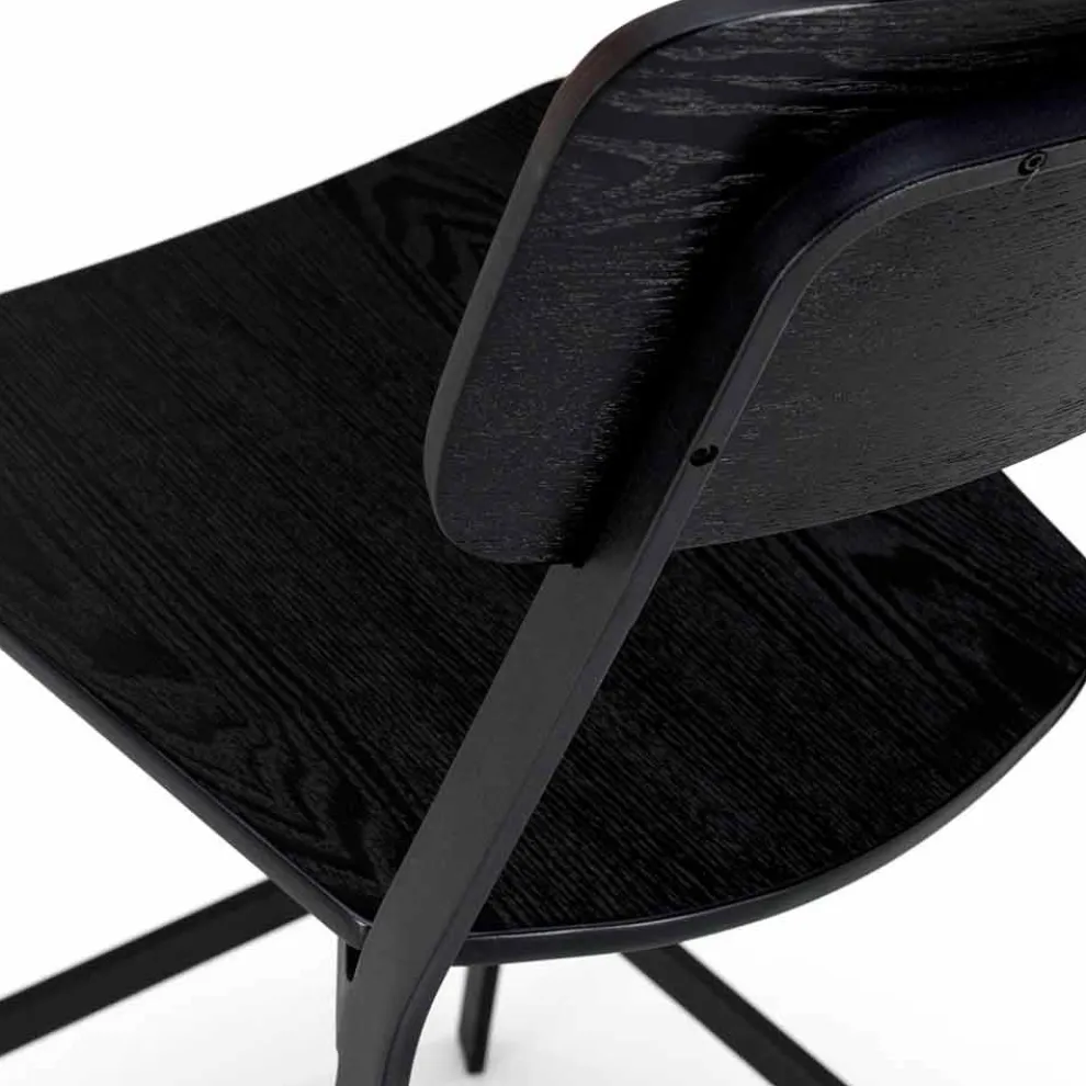 Moderner Hocker H.97 cm, Holz und Metall, Elmas