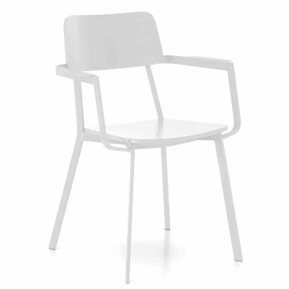 Moderner Holzstuhl mit lackierter Metallstruktur, 4 Stück - Habibi