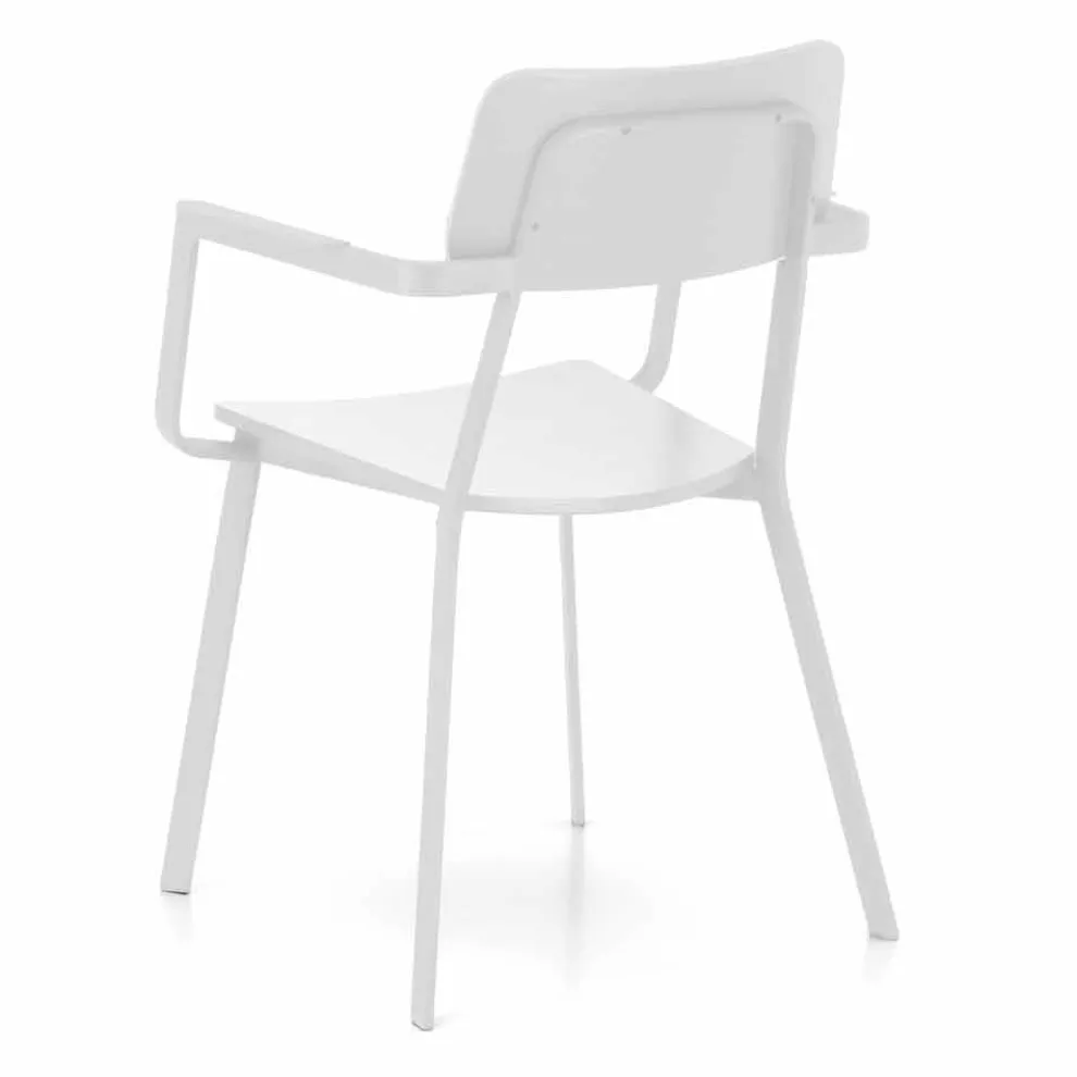 Moderner Holzstuhl mit lackierter Metallstruktur, 4 Stück - Habibi